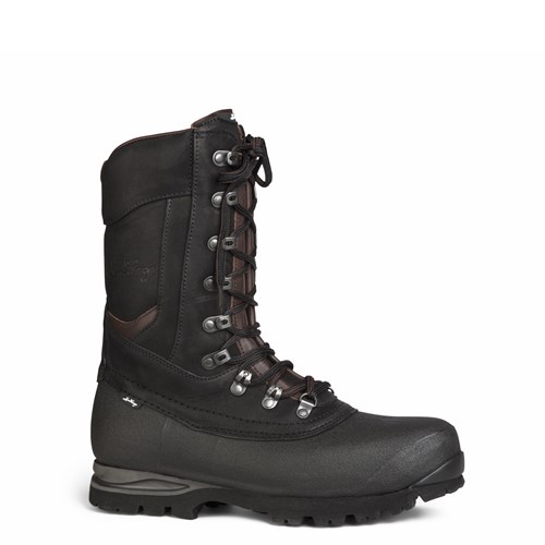A black boot with laces.