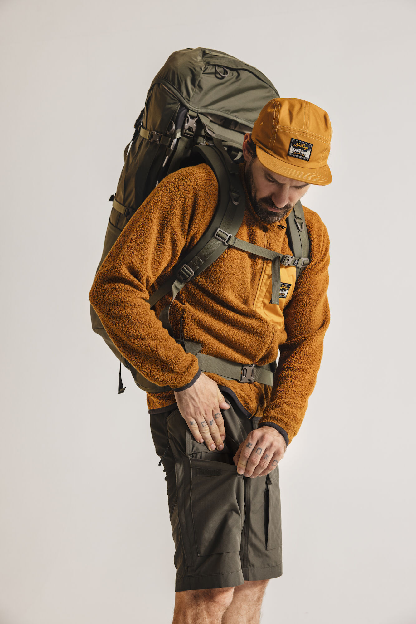 A man wearing a backpack.