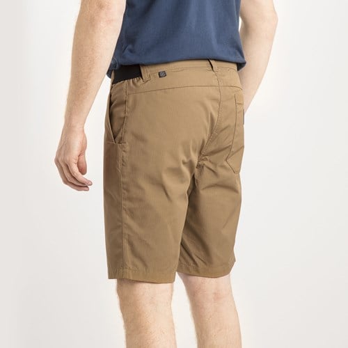 A man wearing brown shorts.