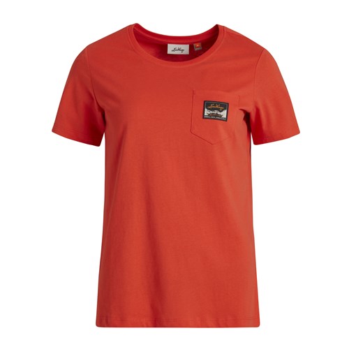A red shirt with a logo.