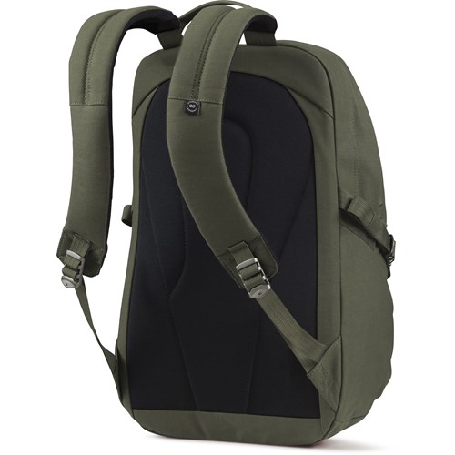 A backpack with a strap.