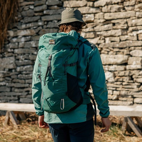 A person wearing a backpack.